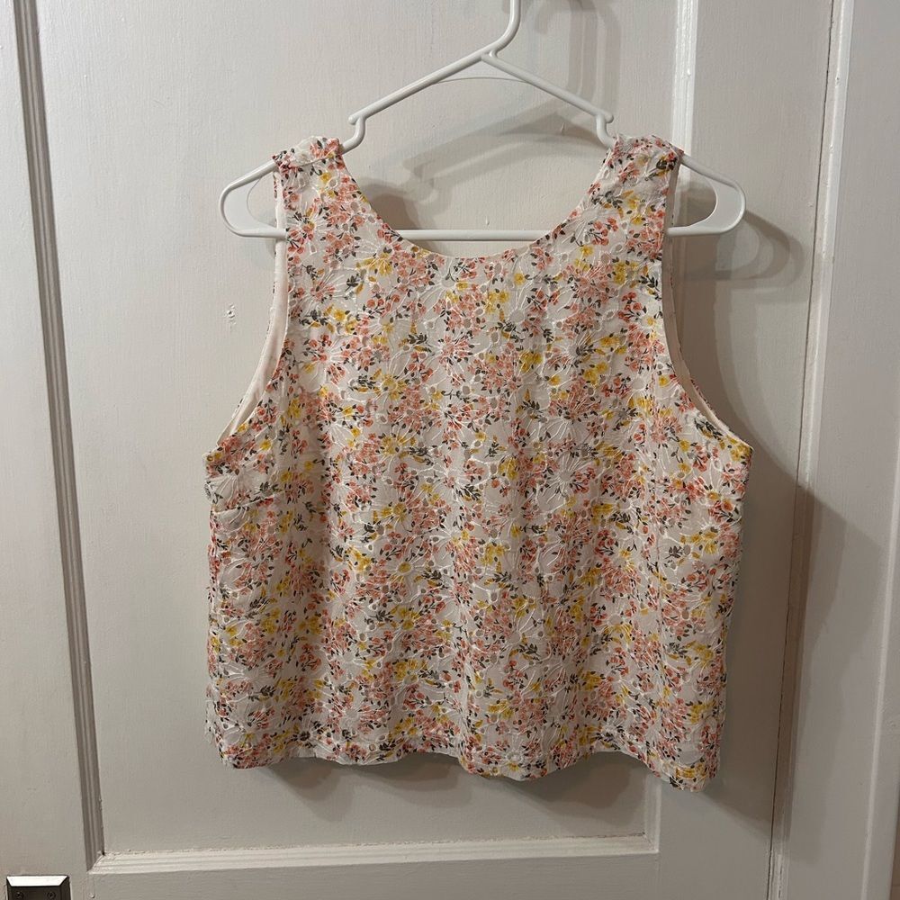 LOFT Floral Tank Top - Pink, Yellow, White